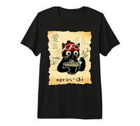 Funny Après cat Ski eats Ramen Japanese Kawaii Skiing Premium T-Shirt