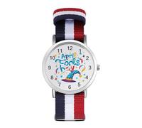 Funny April Fool's Day Watches for Mens Womens Analog Quartz Easy to Read Adjustable Nylon Strap