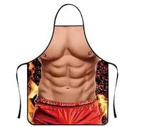 Funny Apron for Men,Novelty BBQ Apron with Red Leather Shorts & Muscular Torso Print,Adjustable Waterproof Polyester BBQ Tool for Cooking,Grilling,Party Gag,Christmas Box Gift for Dad/Husband