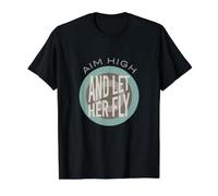 Funny Archery Aim High and Let Her Fly Value Graphic T-Shirt, Men, Black, L