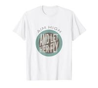 Funny Archery Aim High and Let Her Fly Value Graphic T-Shirt, Men, White, XL