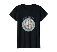 Funny Archery Aim High and Let Her Fly Value Graphic T-Shirt, Women, Black, L