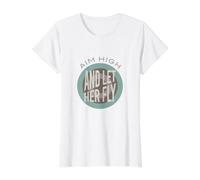 Funny Archery Aim High and Let Her Fly Value Graphic T-Shirt, Women, White, S