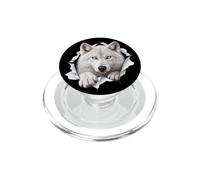 Funny Arctic Wolf Peeking Cute Zoo Animal Lover PopSockets PopGrip for MagSafe