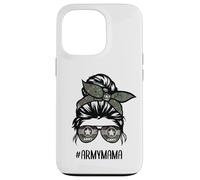 Funny Army Mom Messy Bun Hair Glasses Case for iPhone 13 Pro