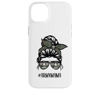 Funny Army Mom Messy Bun Hair Glasses Case for iPhone 14 Plus