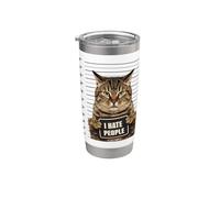 Funny Arrested Criminal Cat Mugshot I Hate People Cat Lover Stainless Steel Insulated Tumbler