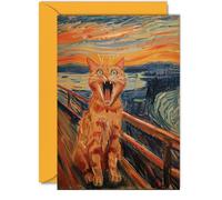 Funny Art Birthday Card for Men Women - The Meow - Awesome Greeting Card for Friend Family Colleague Son Daughter Mum Dad Sister Brother Nan Grandad Cousin, 5x7 Inch Joke Greeting Cards Gift