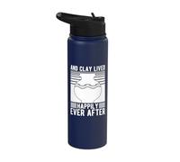 Funny Art Painter and Clay Lived Happily Ever After Drawing Stainless Steel Insulated Water Bottle