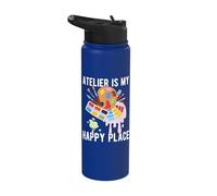 Funny Art Painter Atelier My Happy Place Draftsman Stainless Steel Insulated Water Bottle