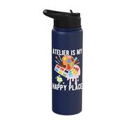 Funny Art Painter Atelier My Happy Place Draftsman Stainless Steel Insulated Water Bottle