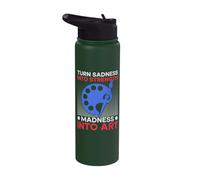 Funny Art Painter: Madness Becomes Art Draftsman Stainless Steel Insulated Water Bottle