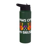 Funny Art Painter Paws Off My Brush Drawing Artist Stainless Steel Insulated Water Bottle