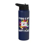 Funny Art Painter Studio My Happy Place Drawing Artist Stainless Steel Insulated Water Bottle
