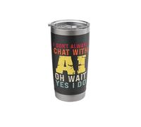 Funny Artificial Intelligence Retro Vintage Chatbot Design Stainless Steel Insulated Tumbler