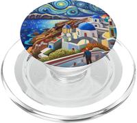 Funny Artist "If Van Gogh were Greek" Starry Night Santorini PopSockets PopGrip for MagSafe