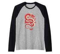 Funny Asian Dragon Mythical Beast Scales Raglan Baseball Tee