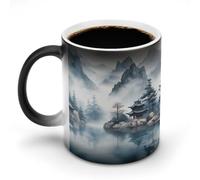 Funny Asian Landscape Color Changing Mug 11 Oz Heat Sensitive Ceramic Coffee Mugs with Hidden Design Temperature Changing Mug, Novelty Magic Cup Gift for Coffee Lover