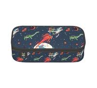 Funny Astronaut Cute Dinosaur Rocket Print Pencil Case, Large Capacity Pen Case Bag Pouch Holder Stationery Pen Case Office Pencil Bag Pen for Stationery, Cosmetic, Makeup, Travel & Office Supplies