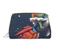 Funny Astronaut Cute Dinosaur Rocket Printed Makeup Bag for Women Portable Leather Make up Bag Travel Zipper Cosmetic Bags Organizer