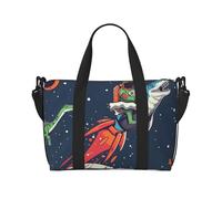 Funny Astronaut Cute Dinosaur Rocket Printed Travel Bag Duffle Bag for Men Women, Large Water Resistant Gym Bag Weekend Holdall Bag with Shoulder Strap