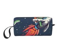 Funny Astronaut Cute Dinosaur Rocket Printed Travel Makeup Bag Portable Cosmetic Bag Makeup Case Toiletry Handbag Organiser for Women