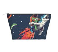 Funny Astronaut Cute Dinosaur Rocket Printed Travel Makeup Bag Trapeze Cosmetic Bag Makeup Case Toiletry Bag Organiser for Women