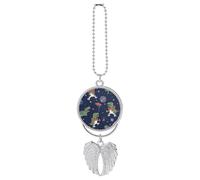 Funny Astronaut Dinosaur Rocket Car Hanging Ornament Rear View Mirror Pendant Cute Car Mirror Aesthetic Decor Funny Auto Pendant Auto Charms Gifts for Men Women Silver-style