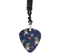 Funny Astronaut Dinosaur Rocket Guitar Pick Necklace Exquisite Titanium Steel Personalized Necklaces Cool Pendant Necklaces Fashion Guitar Pick Holder Necklace Unique Gifts for Adult