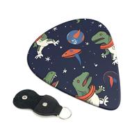 Funny Astronaut Dinosaur Rocket Guitar Picks 6-Pack - Pick Set (0.46mm / 0.71mm / 0.96mm) Suitable For Guitar And Ukulele Playing