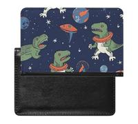 Funny Astronaut Dinosaur Rocket Passport Holder Cover Passport Cover Protector Essentials with Credit Card Slots Slim Travel Wallet Covers Documents Organizer Protector for Man&Women