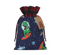 Funny Astronaut Dinosaur Rocket Print Gift Reusable Bags Festive Drawstring Pouches Birthday Wedding Family Gatherings