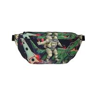 Funny Astronaut Dinosaur Rocket Printed Waist Bag Adjustable Bum Bag Lightweight Travel Waist Fanny Pack Belt for Walking Cycling Hiking Travel