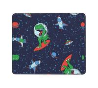 Funny Astronaut Dinosaur Rocket Thick Comfort Mouse Pad with Lock Edge Design, Large Non-Slip Rubber Base Desk Mat for Office