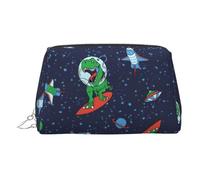 Funny Astronaut Dinosaur Rocket Travel Makeup Bag, Organizer Bag with Divider,Portable Zipper Toiletries Storage Case