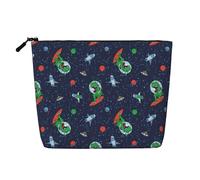 Funny Astronaut Dinosaur Rocket Water Resistant Pouch Women's Organizer, Fake Hemp Makeup Bag Large Cosmetic Travel Case