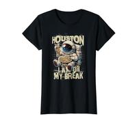 Funny Astronaut Eating Noodles in Space, Message to Houston Value Graphic T-Shirt, Women, Black, L