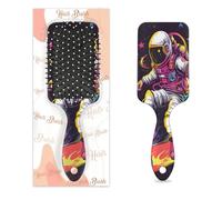 Funny Astronaut Skateboarding Hair Brush Wet Dry Air Cushion Hair Brush Plastic Detangler Hairbrush for Kids Adults Back To School Gift Women Men