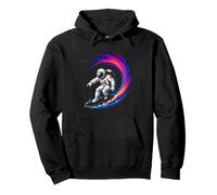Funny Astronaut Surfing Colorful Rainbow Space Boys Girls Pullover Hoodie