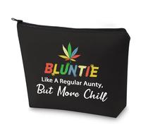 Funny Aunt Makeup Bag Auntie Gift Bluntie Like A Regular Aunty Cosmetic Bag Gift for Auntie (Bluntie-BK)