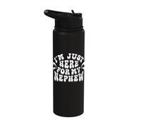 Funny Auntie Uncle Aunt Here for My Nephew Gift Matching Stainless Steel Insulated Water Bottle