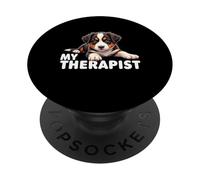 Funny Aussie Puppy My Therapist Australian Shepherd Dog PopSockets Adhesive PopGrip