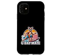 Funny Australian Beach G'Day Mate Surfing Kangaroo Case for iPhone 11