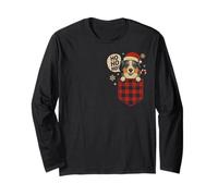 Funny Australian Shepherd Christmas Dog Pocket Aussie Santa Long Sleeve T-Shirt