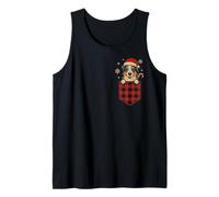 Funny Australian Shepherd Christmas Dog Pocket Aussie Santa Tank Top