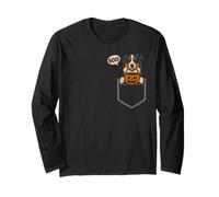 Funny Australian Shepherd Halloween Aussie Dog Pocket Boo Long Sleeve T-Shirt