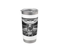 Funny Australian Shepherd Selfie UFO Alien Spaceship Stainless Steel Insulated Tumbler
