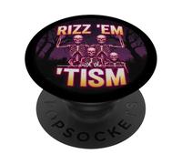 Funny Autism Rizz Em With The Tism Skeleton Meme Autistic PopSockets Adhesive PopGrip