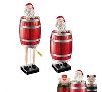 Funny Automatic Cigarette Dispenser, Creative Santa Claus in The Wooden Barrel Cigarette Box Figurines Statue, Santa Cigarette Case Holder for Christmas Party Home Decoration, Prank Toy Gifts for Man