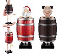 Funny Automatic Cigarette Dispenser, Prank PopUp Cigarette Holder Box Strange Uncle/Santa Claus in The Wooden Barrel Cigarette Case, Creative Spoof Figurines (Santa Claus +Uncle)